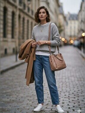 Christelen B Nude Leather Large Satchel Bag